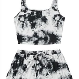 tie die tank and shorts set